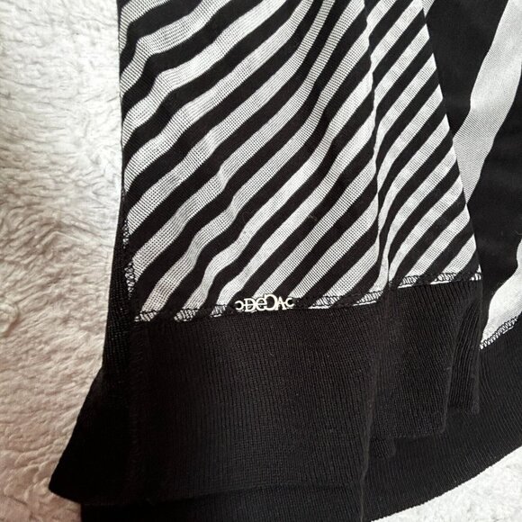 Deca Womens Scoop Neck Asymmetric Striped Shift Dress Size 1 Black Short Sleeve - Picture 8 of 8